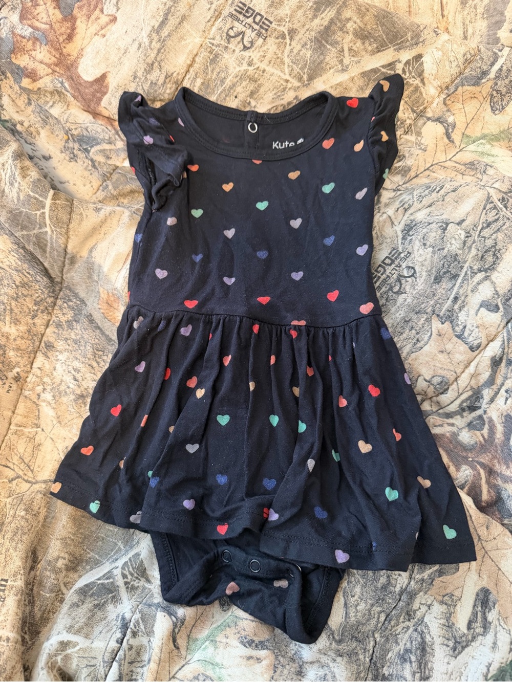 Kyte BABY Black Dress with Multicolor Heart Print